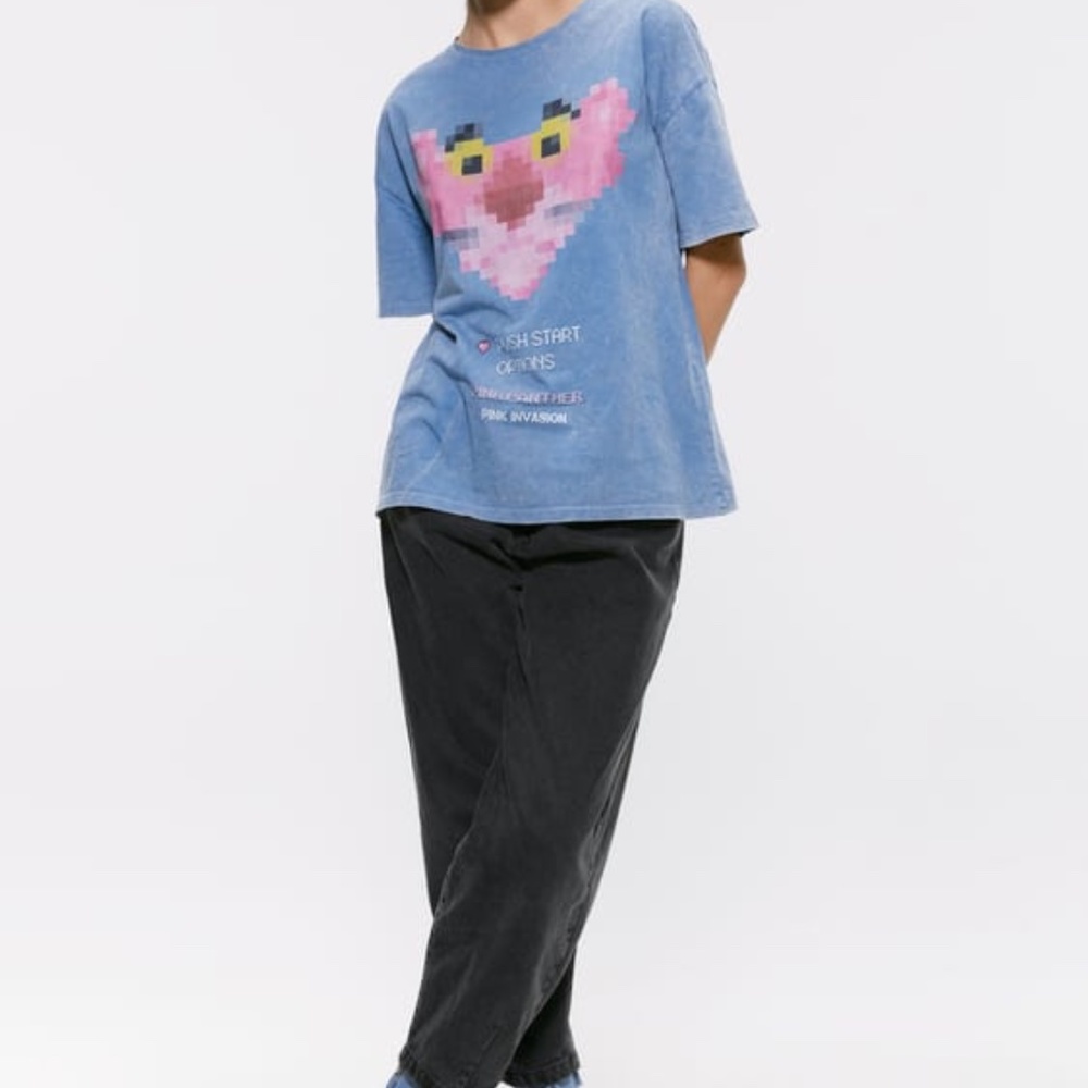 NWT ZARA PINK PANTHER T-SHIRT SMALL